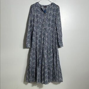 J. Crew Liberty Blue Floral Long Sleeve Dress